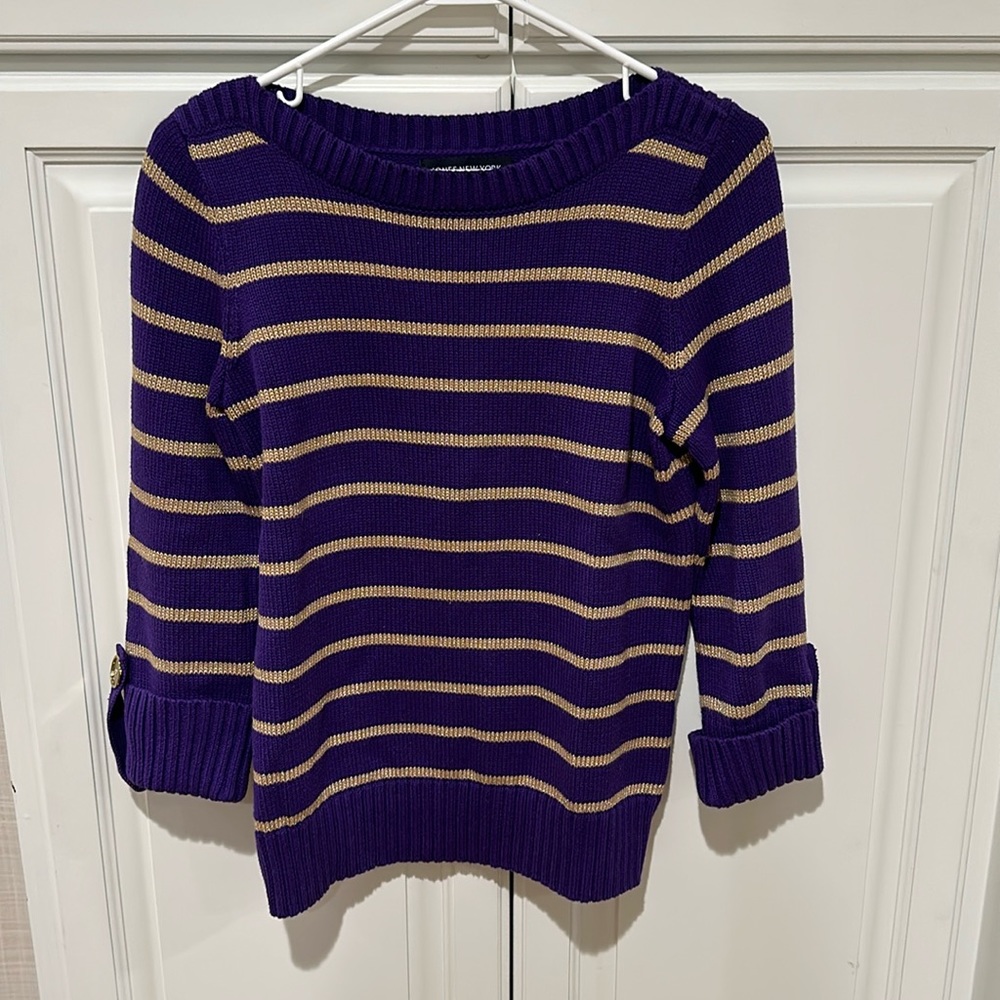 Jones New York Signature Purple Gold Sweater LSU Tigers, East Carolina Pirates